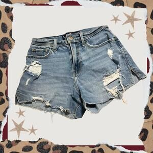 Hollister Distressed Denim Shorts with Sunflower Embroidery Y2K Festival Summer